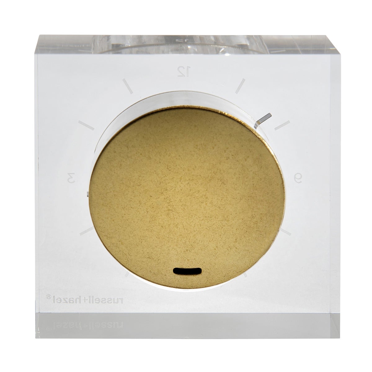 Russell Hazel Acrylic & Gold Clock | The Container Store
